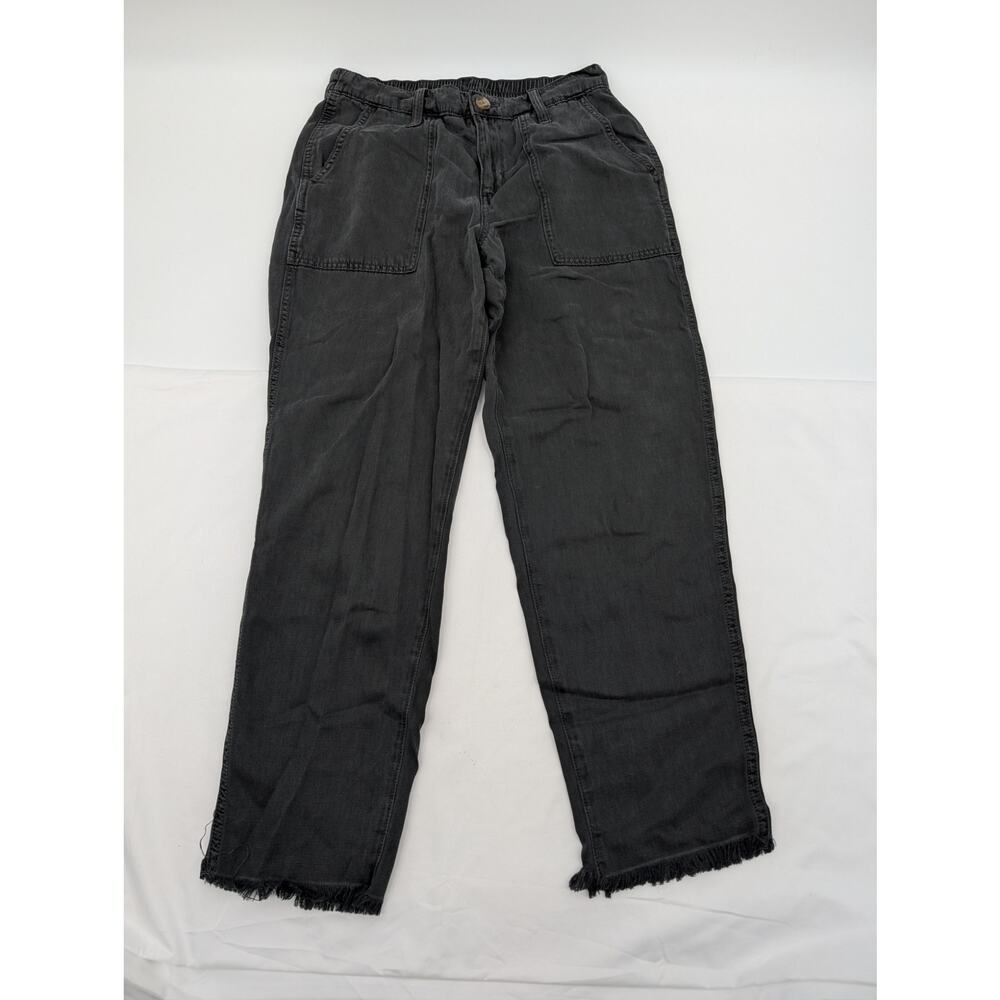 Aerie Linen Cotton Lyocell Blend Straight Leg Pants Small Gray Beachy Comfort